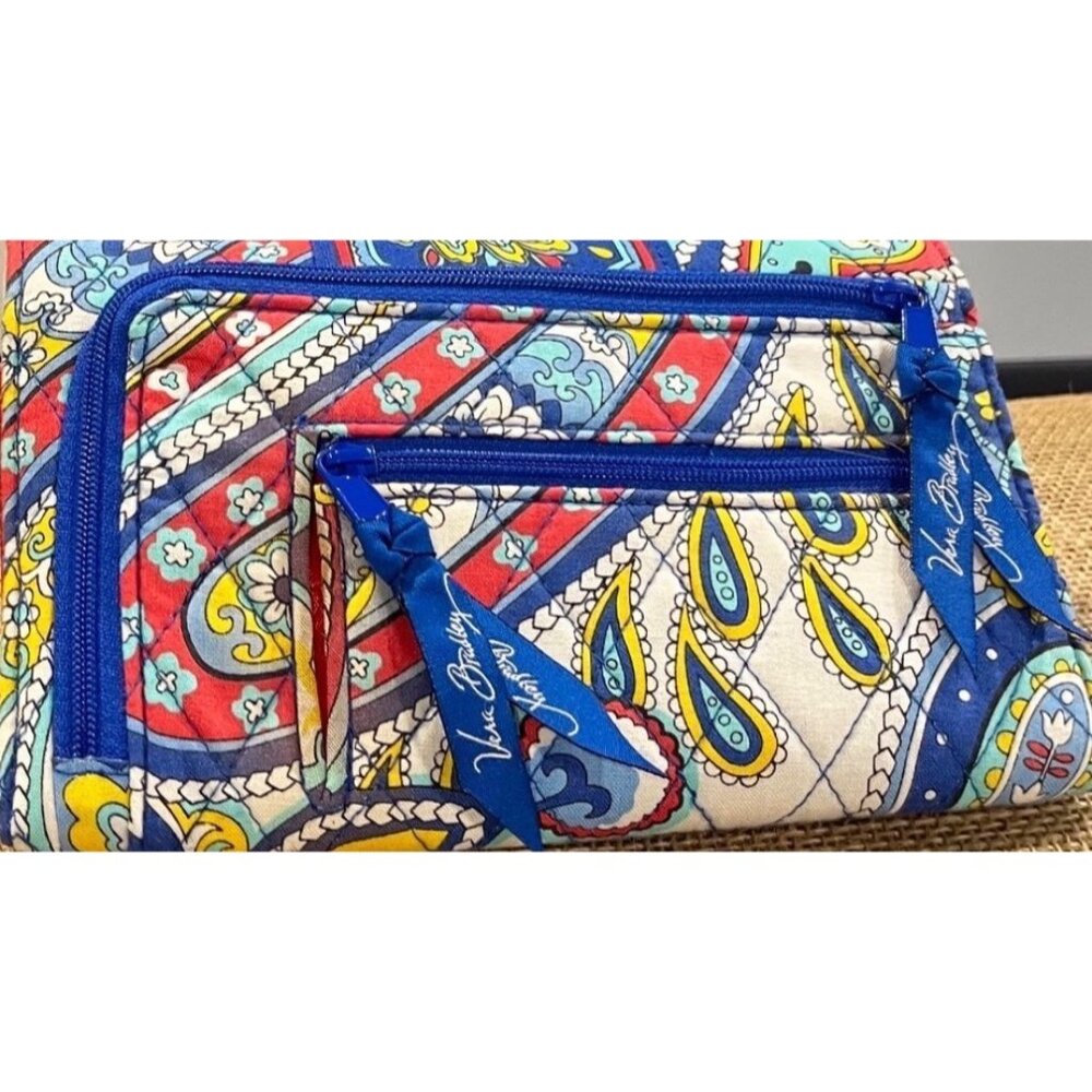 Vera Bradley Marina Colorful Paisley Crossbody Wallet With Adjustable Strap